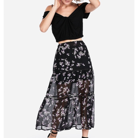 Express Dresses & Skirts - Express Floral Print Midi Skirt 🛍 Reduced!